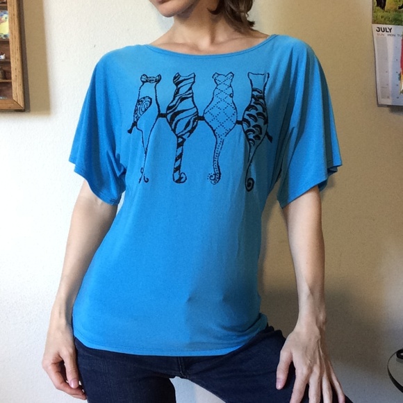GIFTED πMeow 4 Sitting Silhouette Cats Aqua Cat